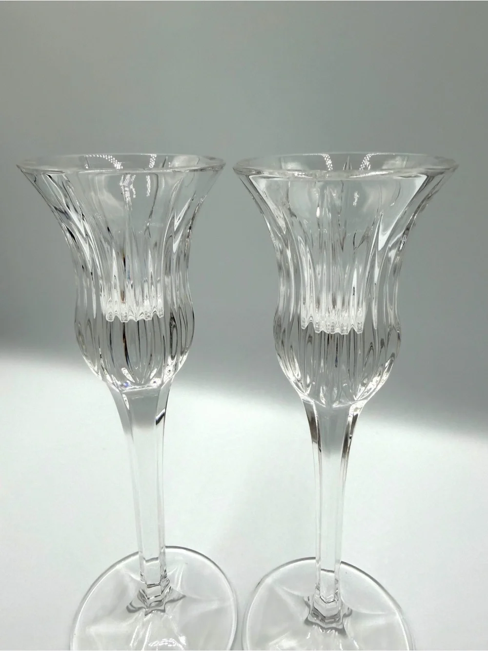 Vintage Mikasa Icicles Lead Crystal Candlestick Holders Pair 8”